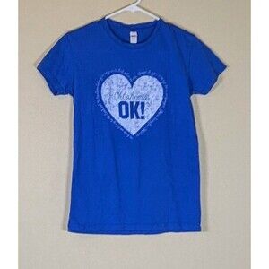 Women's Blue Cotton Short Sleeve Crew Neck Oklahoma OK! Tee Shirt  Size L